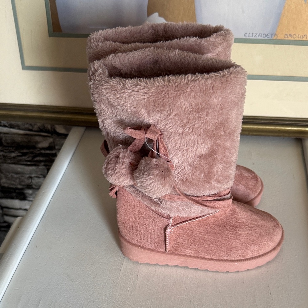 Pink fur warm winter kids Boots - Picture 3 of 5
